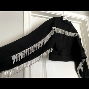 Akira Diamond Crop Fringe Jean Jacket